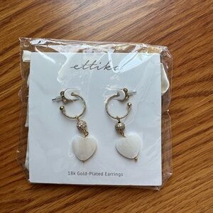 NEW Ettika Gold and White Heart Earrings